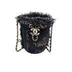 Chanel Denim Quilted Mood Mini Bucket With Chain Black - HOUSE OF SHE