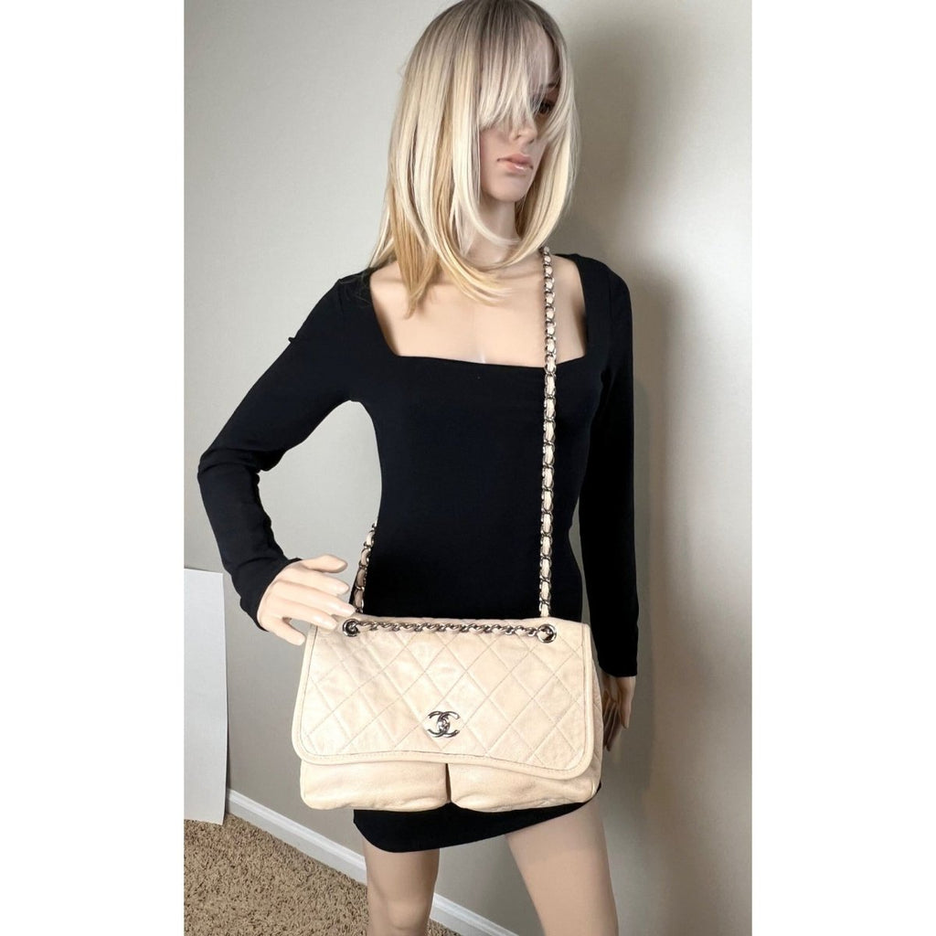 Chanel Grained leather Medium Natural Beauty Beige Flap Bag - HOUSE OF SHE
