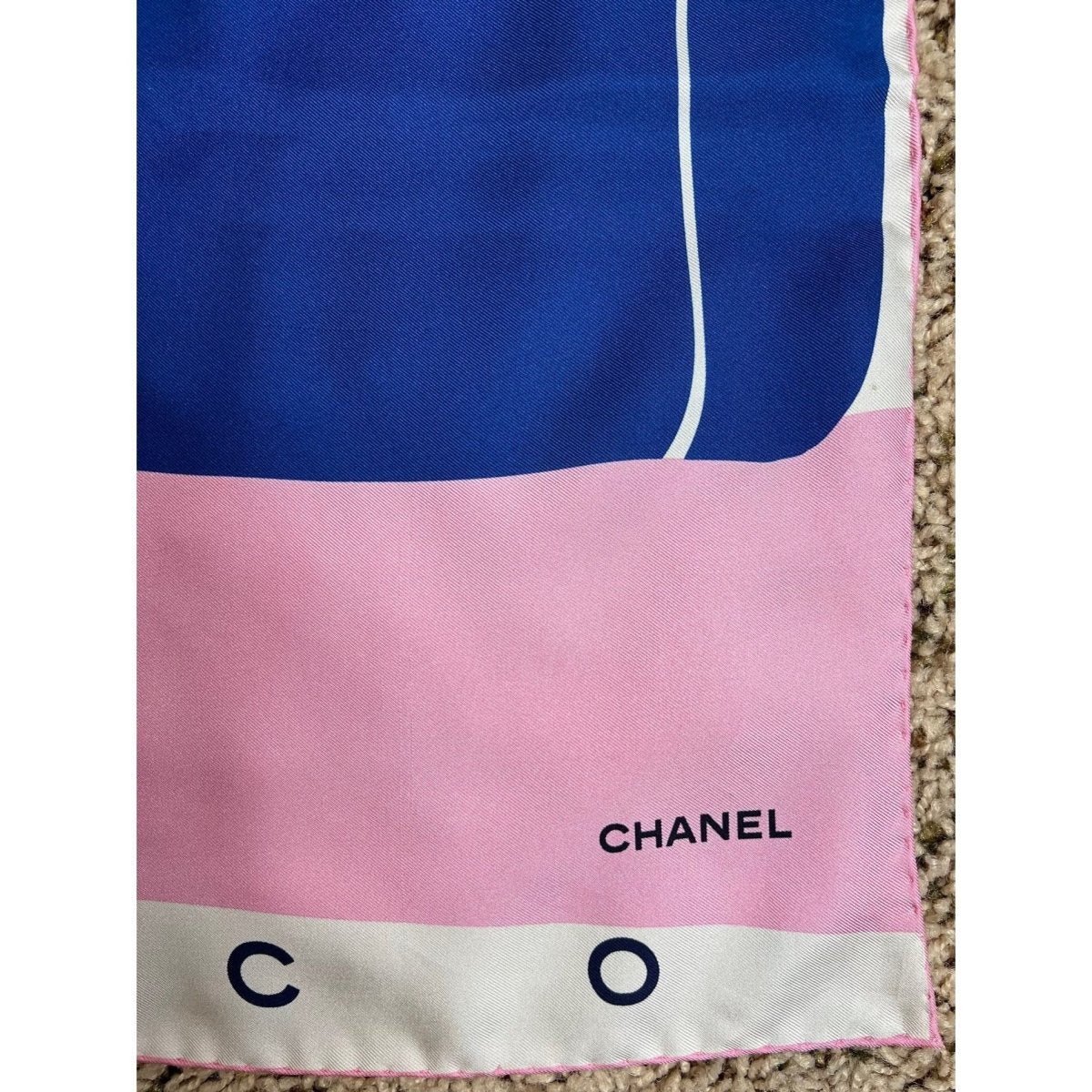 Chanel Silk Pink Black Blue Scarf - HOUSE OF SHE