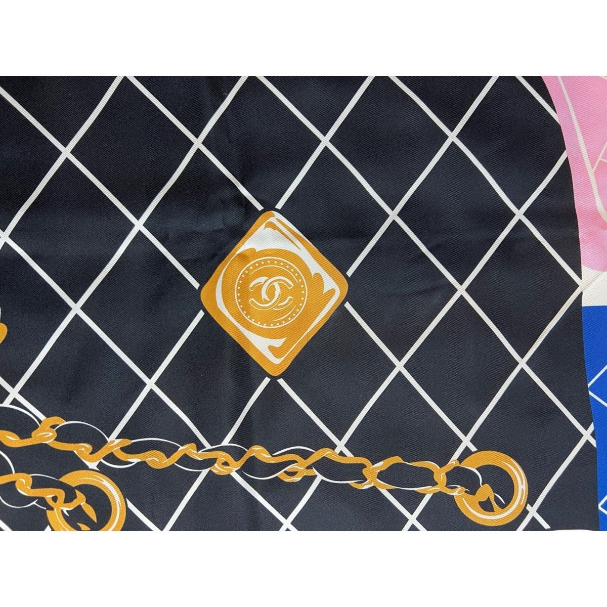 Chanel Silk Pink Black Blue Scarf - HOUSE OF SHE
