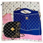 Chanel Silk Pink Black Blue Scarf - HOUSE OF SHE