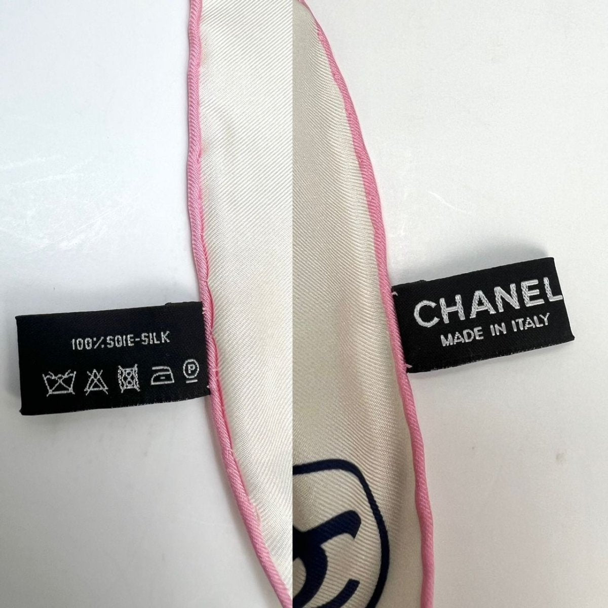 Chanel Silk Pink Black Blue Scarf - HOUSE OF SHE