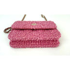 Chanel Tweed Quilted Mini Flap Pink Chain Waist Shoulder Bag - HOUSE OF SHE