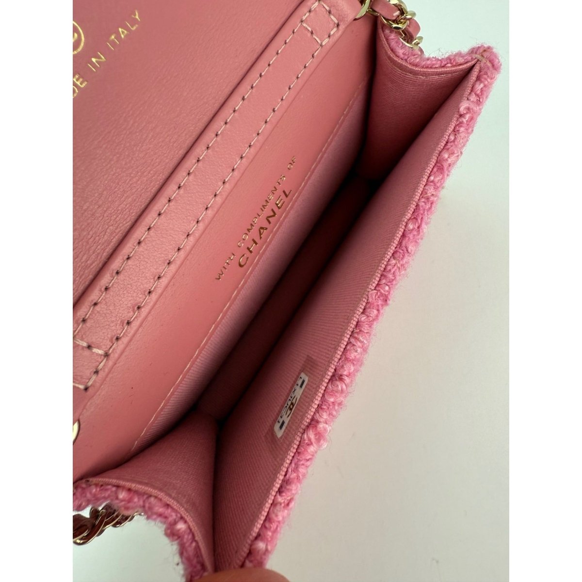 Chanel Tweed Quilted Mini Flap Pink Chain Waist Shoulder Bag - HOUSE OF SHE