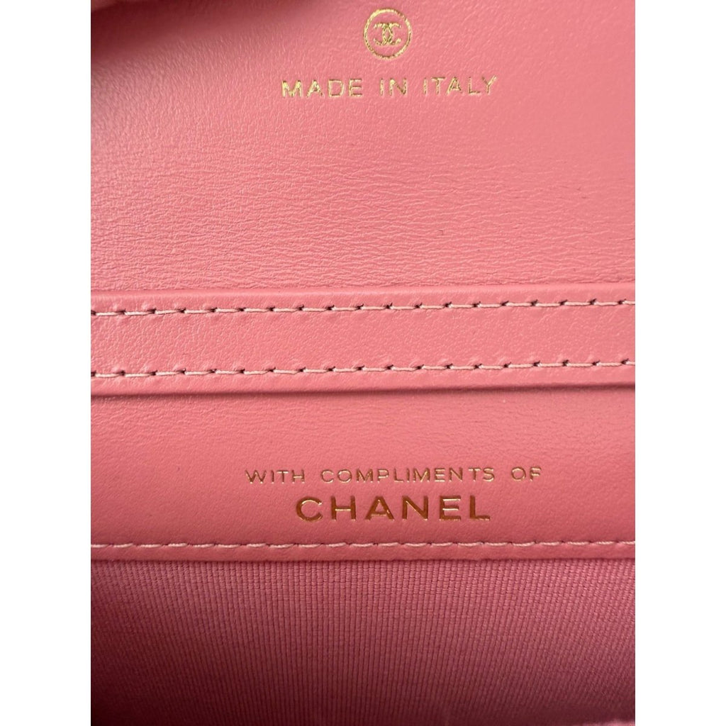 Chanel Tweed Quilted Mini Flap Pink Chain Waist Shoulder Bag - HOUSE OF SHE