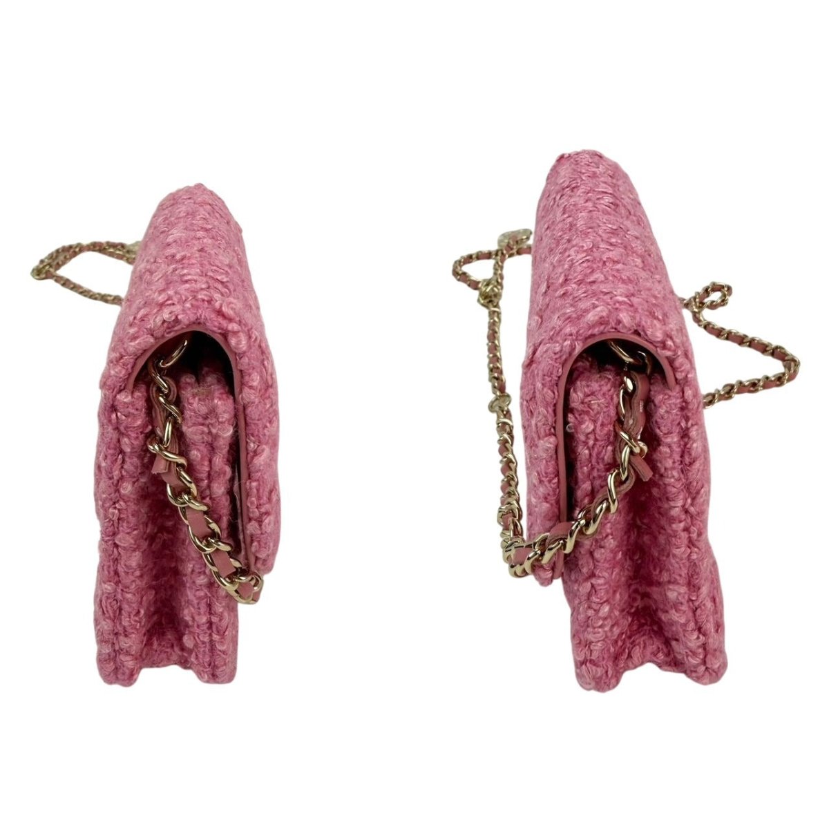 Chanel Tweed Quilted Mini Flap Pink Chain Waist Shoulder Bag - HOUSE OF SHE