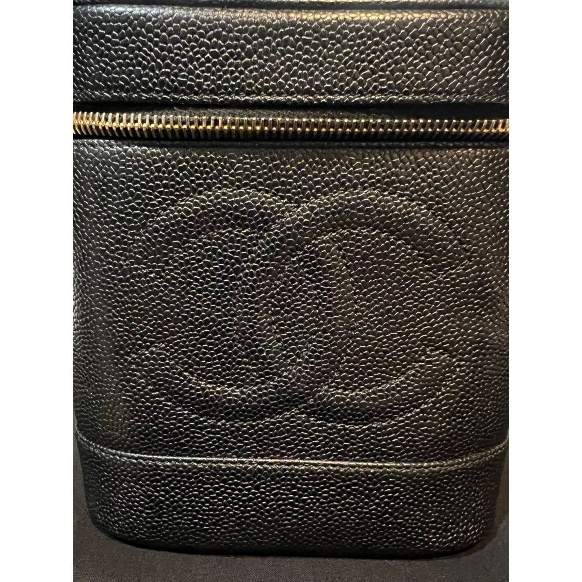 Chanel Vanity Cosmetic Case Black Caviar Leather Bag - HOUSE OF SHE
