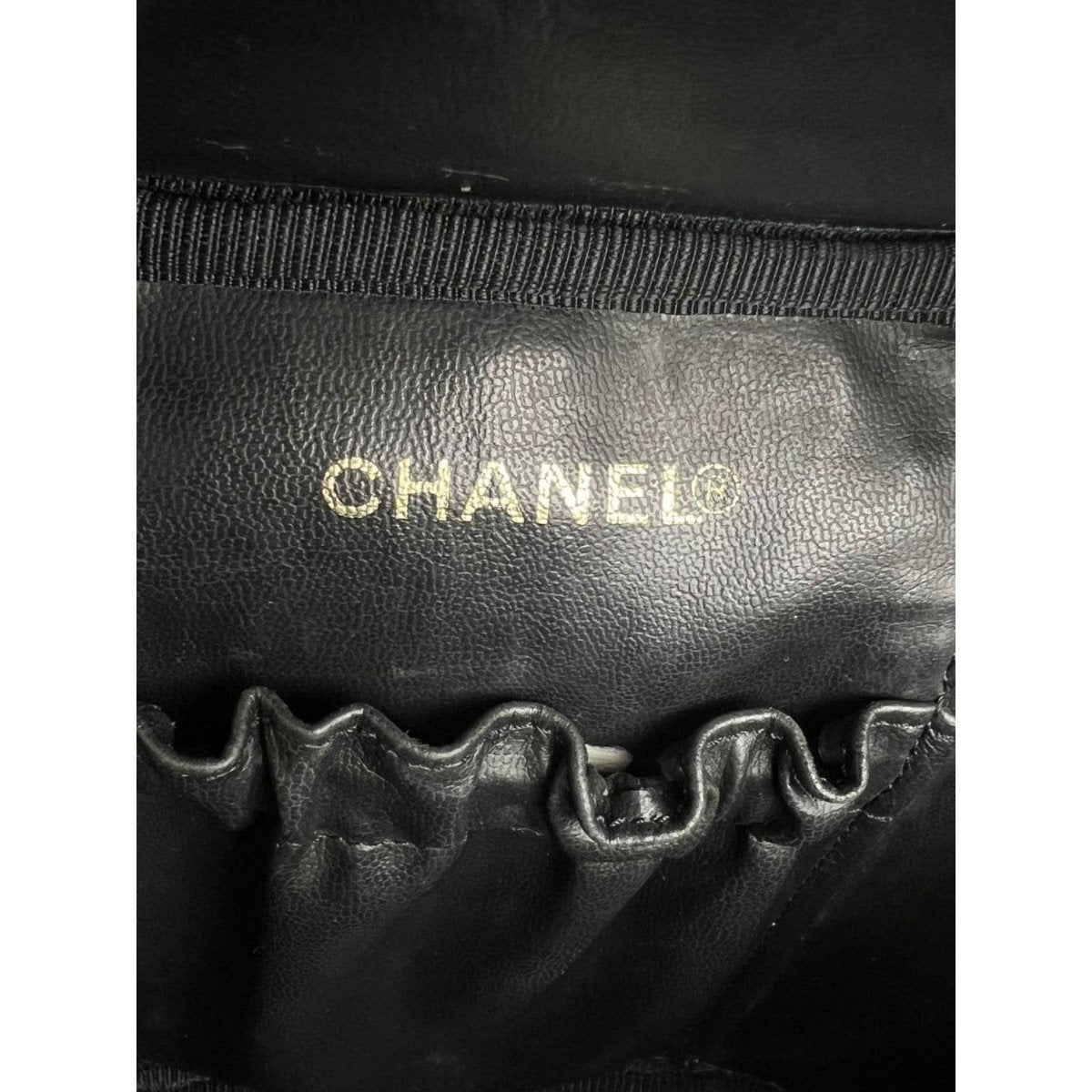 Chanel Vanity Cosmetic Case Black Caviar Leather Bag - HOUSE OF SHE