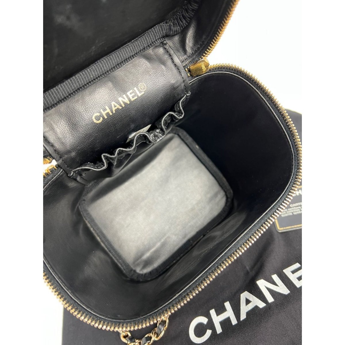 Chanel Vanity Cosmetic Case Black Caviar Leather Bag - HOUSE OF SHE