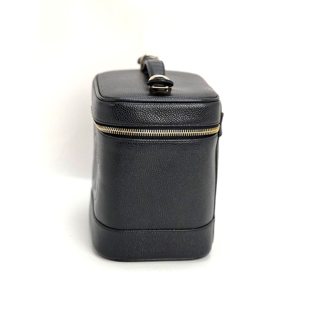 Chanel Vanity Cosmetic Case Black Caviar Leather Bag - HOUSE OF SHE