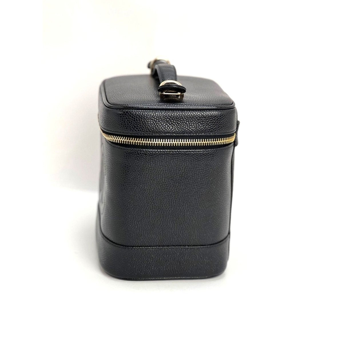 Chanel Vanity Cosmetic Case Black Caviar Leather Bag - HOUSE OF SHE