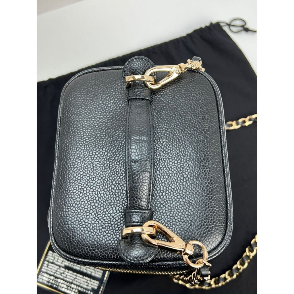 Chanel Vanity Cosmetic Case Black Caviar Leather Bag - HOUSE OF SHE