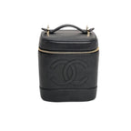Chanel Vanity Cosmetic Case Black Caviar Leather Bag - HOUSE OF SHE