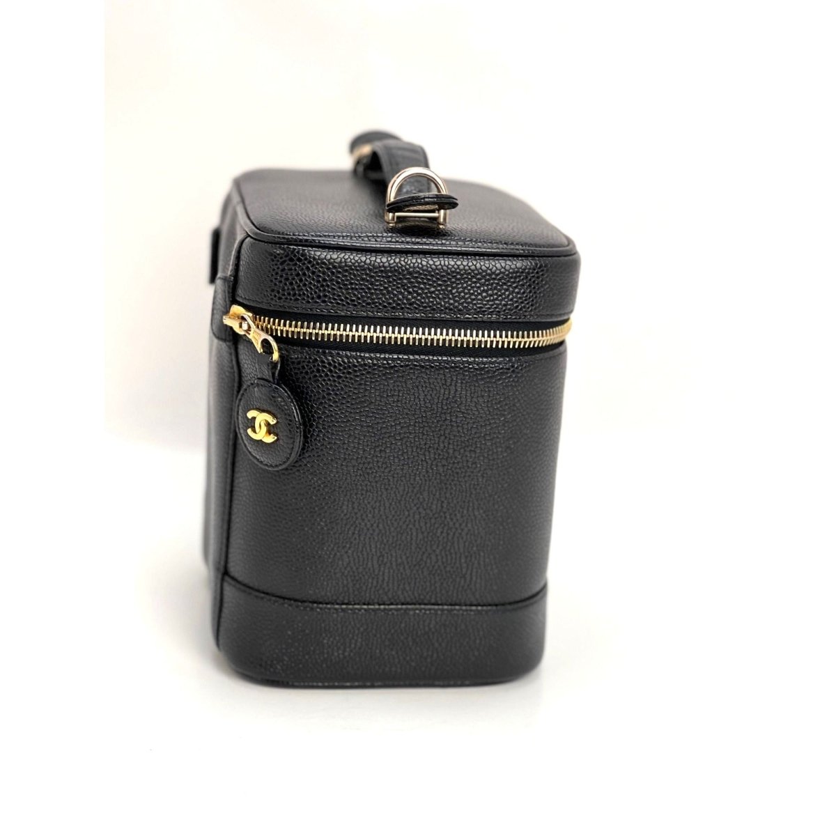 Chanel Vanity Cosmetic Case Black Caviar Leather Bag - HOUSE OF SHE