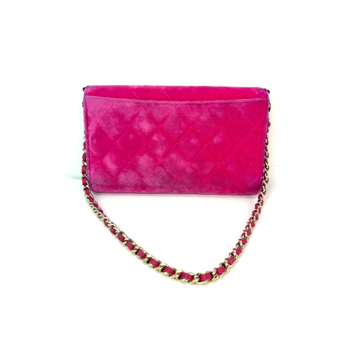 Chanel Velvet Quilted Timeless Fuchsia Wallet on a Chain Clutch Bag - HOUSE OF SHE