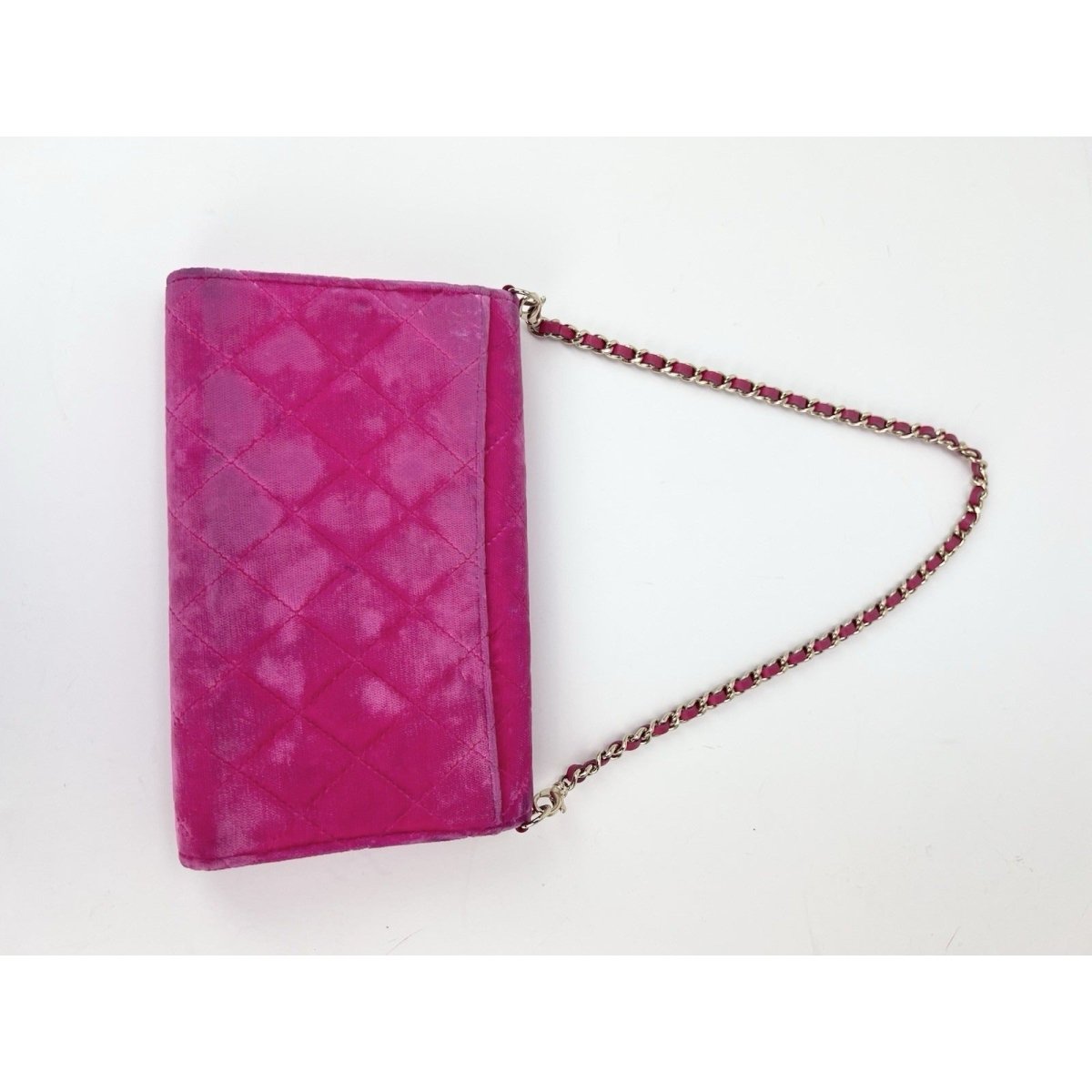 Chanel Velvet Quilted Timeless Fuchsia Wallet on a Chain Clutch Bag - HOUSE OF SHE
