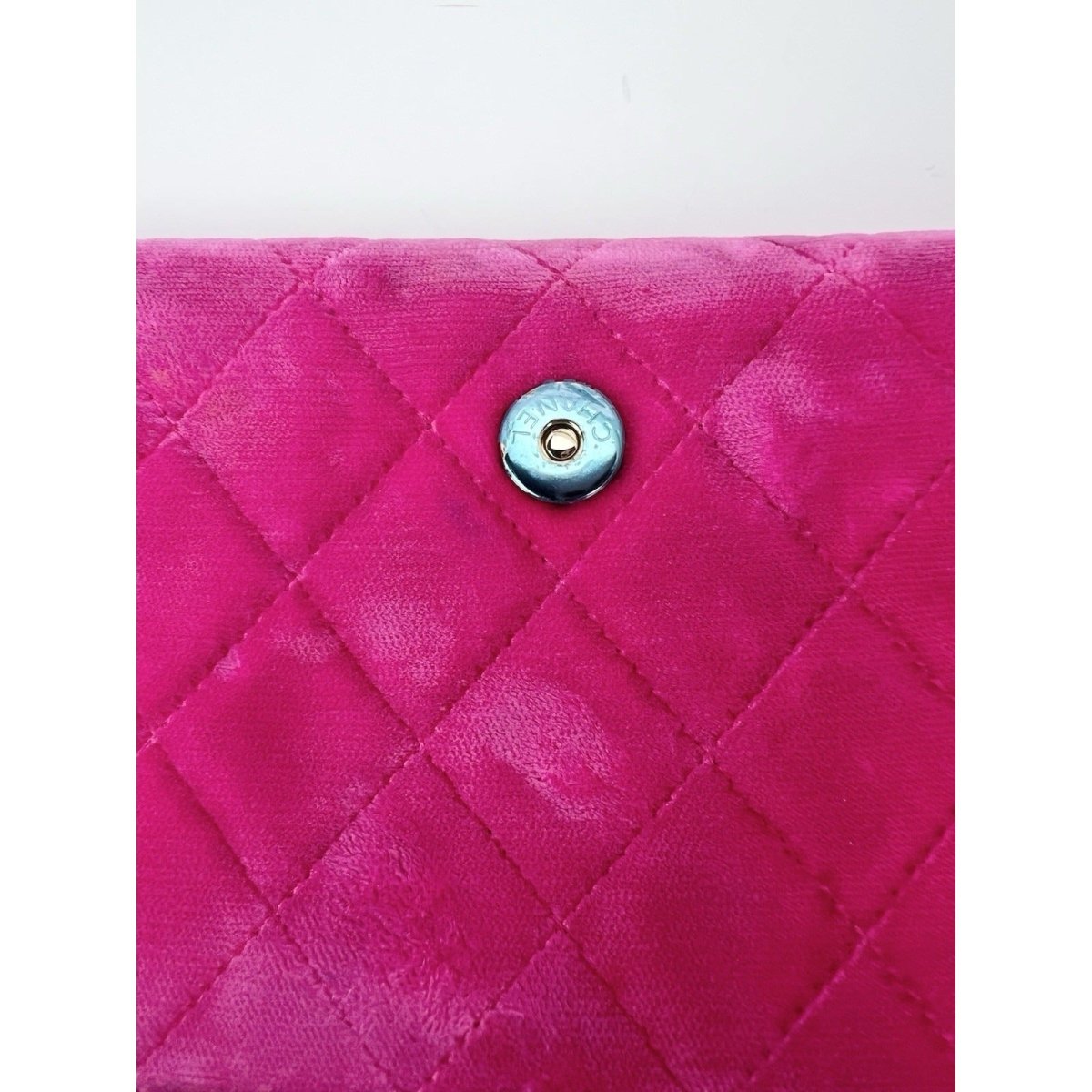 Chanel Velvet Quilted Timeless Fuchsia Wallet on a Chain Clutch Bag - HOUSE OF SHE