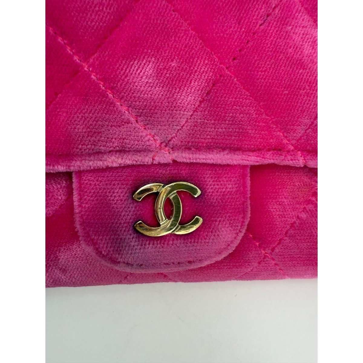 Chanel Velvet Quilted Timeless Fuchsia Wallet on a Chain Clutch Bag - HOUSE OF SHE