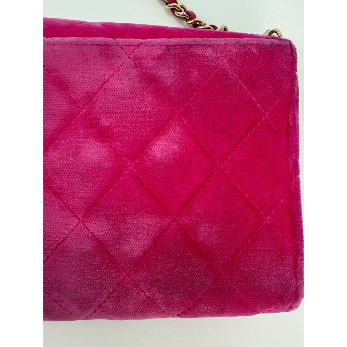 Chanel Velvet Quilted Timeless Fuchsia Wallet on a Chain Clutch Bag - HOUSE OF SHE