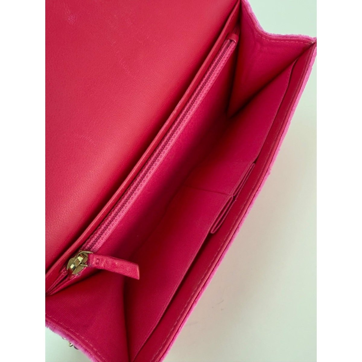Chanel Velvet Quilted Timeless Fuchsia Wallet on a Chain Clutch Bag - HOUSE OF SHE