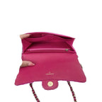 Chanel Velvet Quilted Timeless Fuchsia Wallet on a Chain Clutch Bag - HOUSE OF SHE