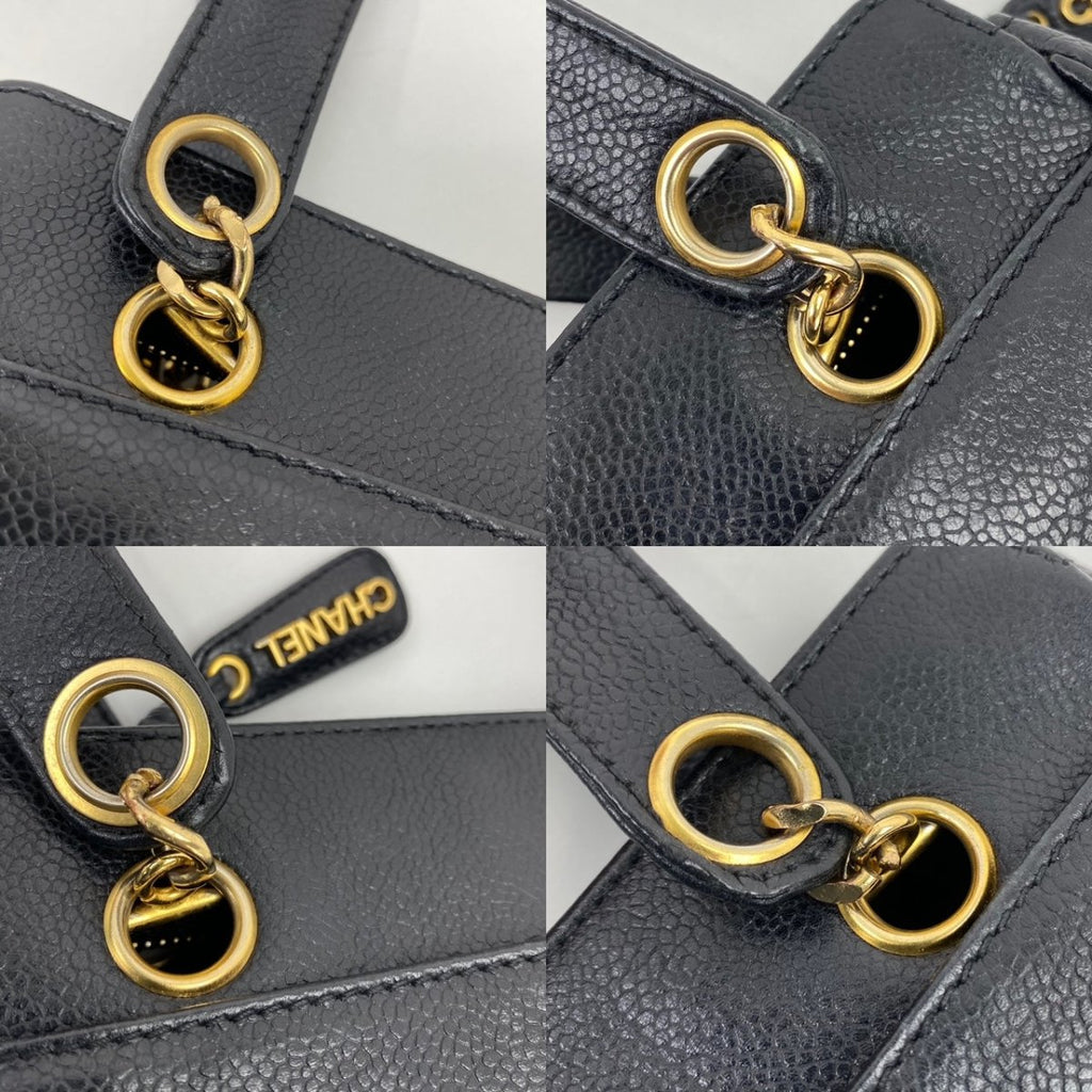 Chanel Vintage Black Caviar Leather CC Zip Tote Shoulder - HOUSE OF SHE