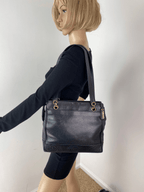 Chanel Vintage Black Caviar Leather CC Zip Tote Shoulder - HOUSE OF SHE