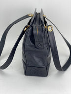 Chanel Vintage Black Caviar Leather CC Zip Tote Shoulder - HOUSE OF SHE