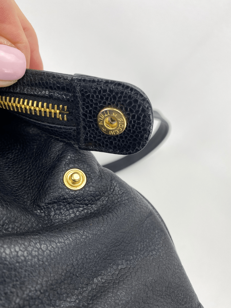 Chanel Vintage Black Caviar Leather CC Zip Tote Shoulder - HOUSE OF SHE