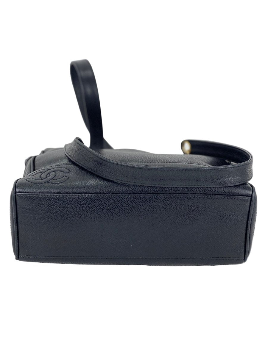 Chanel Vintage Black Caviar Leather CC Zip Tote Shoulder - HOUSE OF SHE