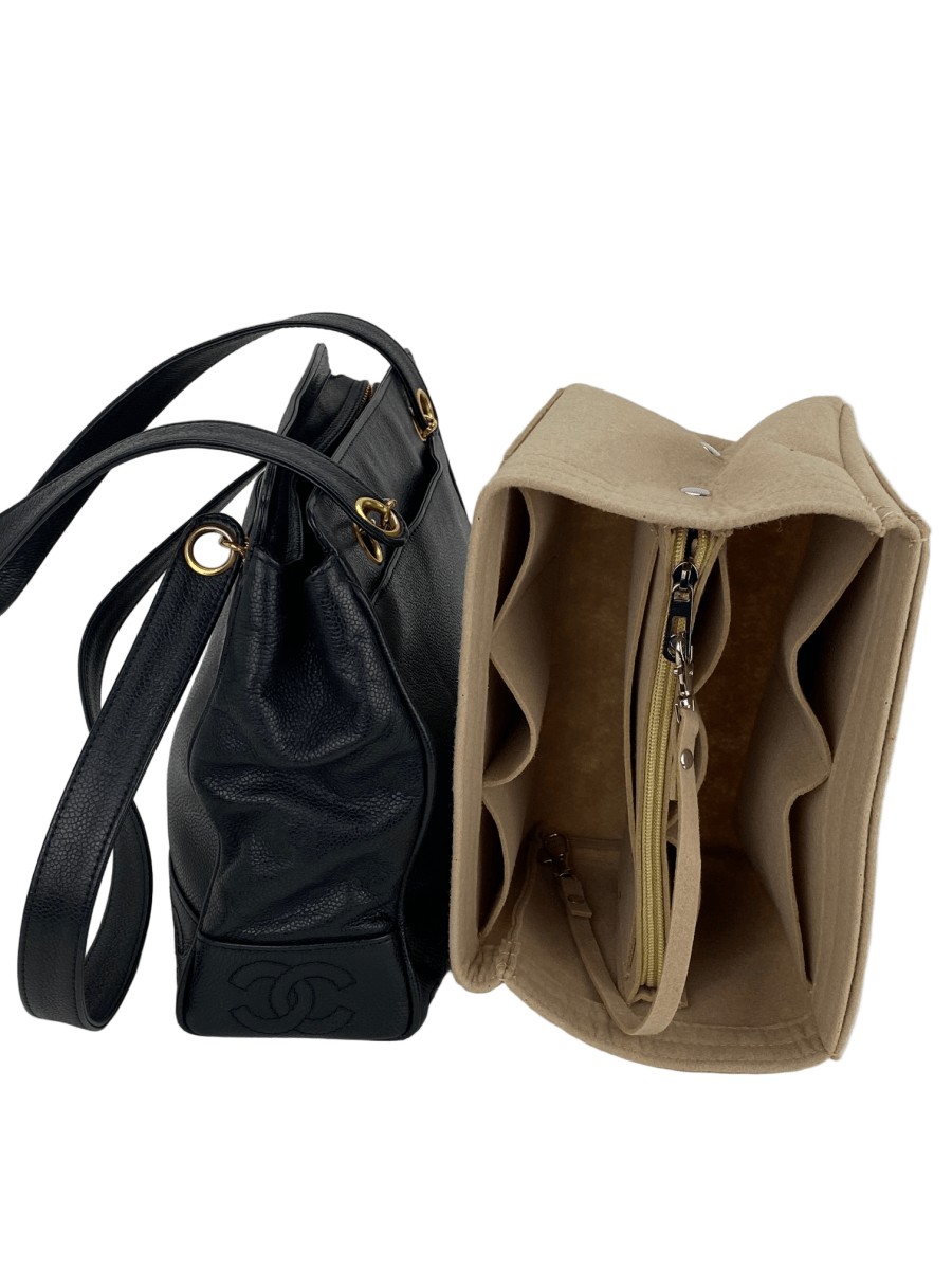 Chanel Vintage Black Caviar Leather CC Zip Tote Shoulder - HOUSE OF SHE