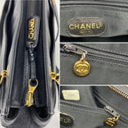 Chanel Vintage Black Caviar Leather CC Zip Tote Shoulder - HOUSE OF SHE