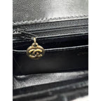 Chanel Vintage Quilted Lambskin Black Resin Chain Small Classic Single Flap Bag RARE - HOUSE OF SHE