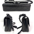 Chanel Vintage Quilted Lambskin Black Resin Chain Small Classic Single Flap Bag RARE - HOUSE OF SHE