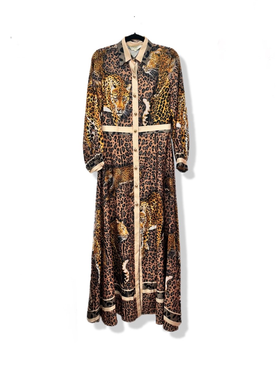 Cheetah Maxi Button Dress - HOUSE OF SHE