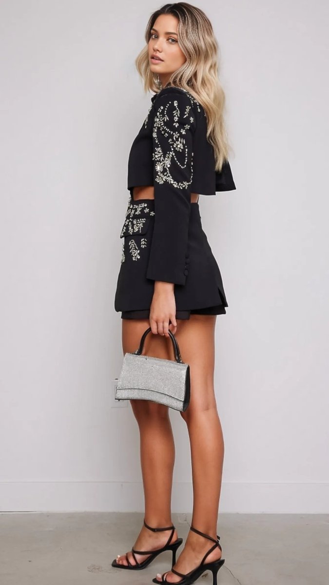 Cher Rhinestone Studded Blazer - HOUSE OF SHE