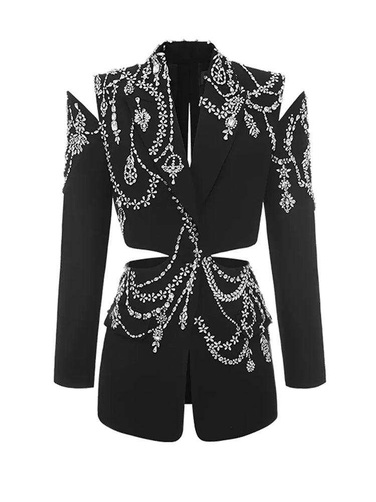 Cher Rhinestone Studded Blazer - HOUSE OF SHE