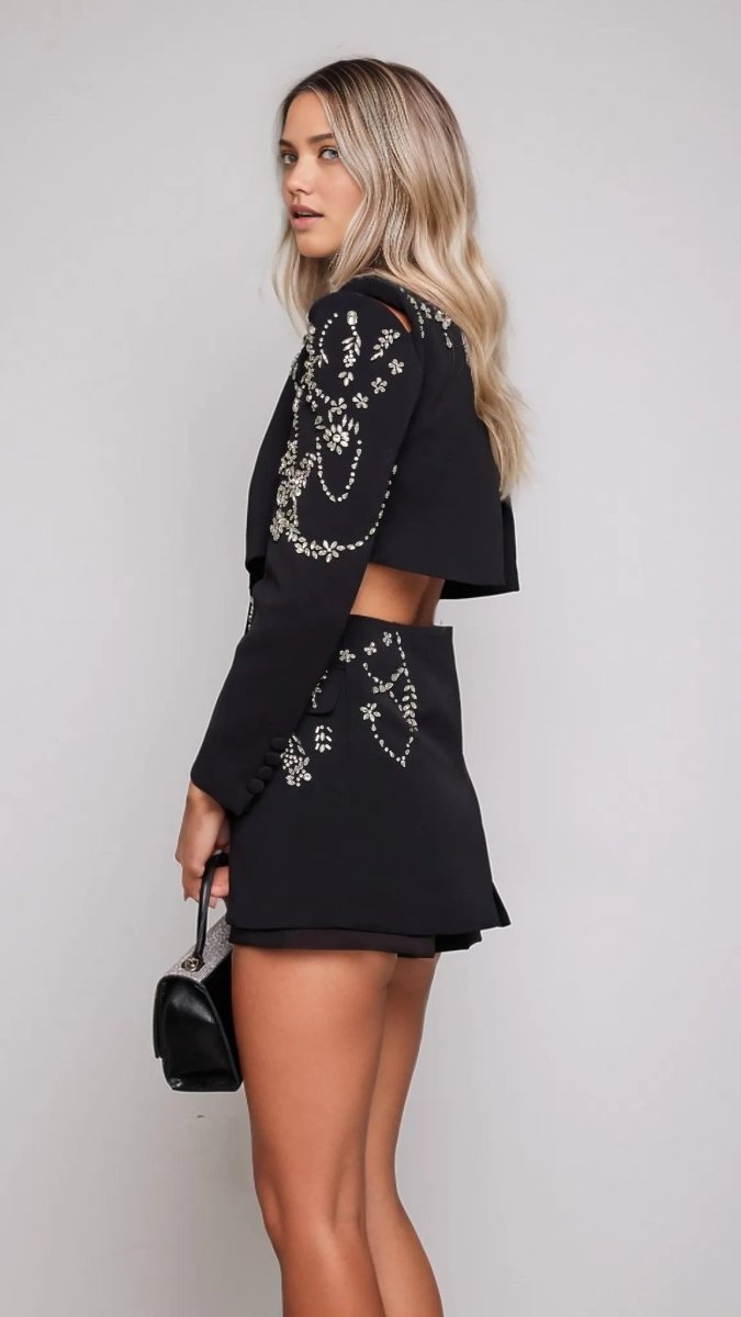 Cher Rhinestone Studded Blazer - HOUSE OF SHE