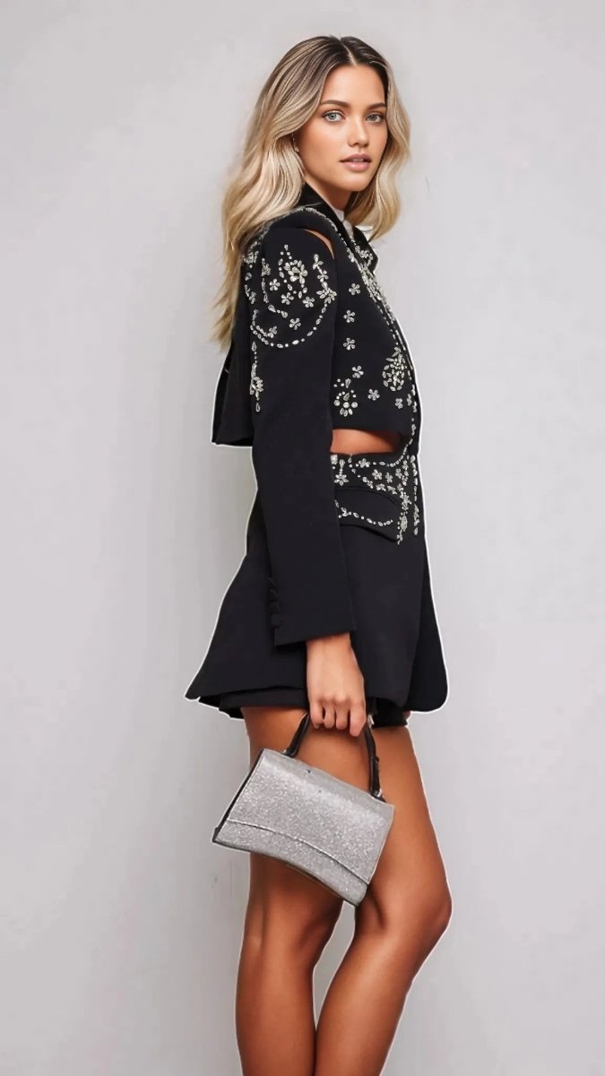 Cher Rhinestone Studded Blazer - HOUSE OF SHE