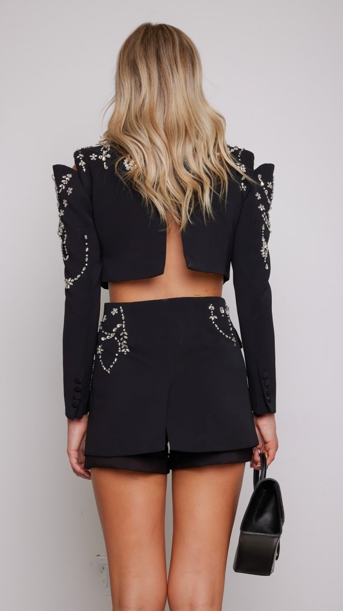 Cher Rhinestone Studded Blazer - HOUSE OF SHE