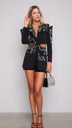 Cher Rhinestone Studded Blazer - HOUSE OF SHE