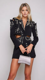 Cher Rhinestone Studded Blazer - HOUSE OF SHE