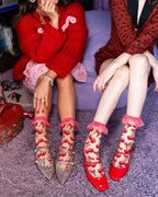 Cherry Bow Ruffle Sheer Crew Sock - HOUSE OF SHE