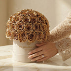 Classic Beige Suede Superdome Box | Gold Roses - HOUSE OF SHE