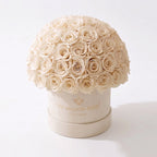 Classic Beige Suede Superdome Box | White Roses - HOUSE OF SHE