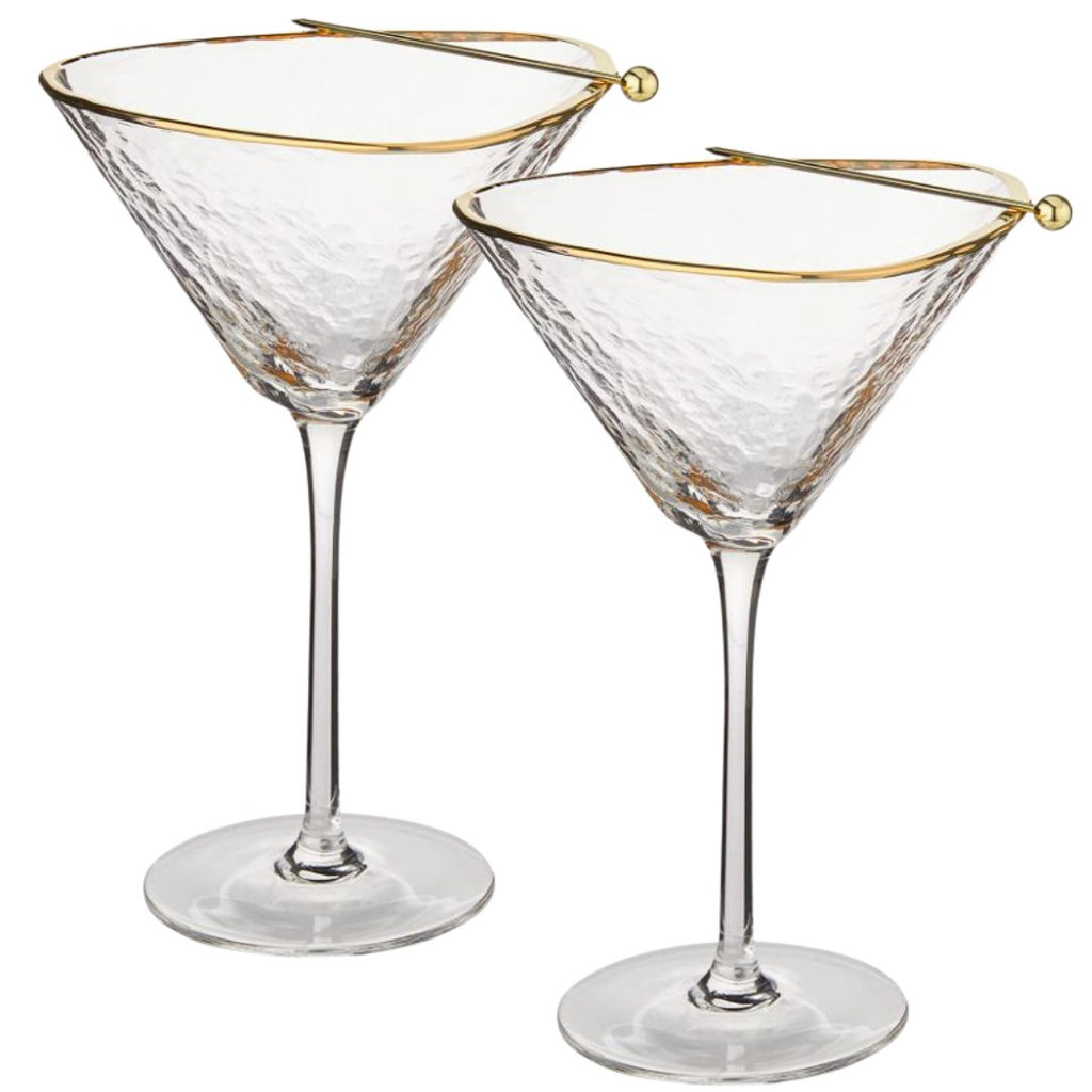Clear Hammered Martini & Cocktail Glasses - HOUSE OF SHE