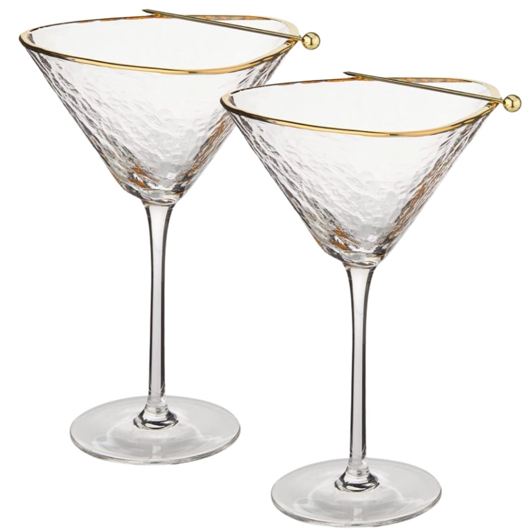 Clear Hammered Martini & Cocktail Glasses - HOUSE OF SHE