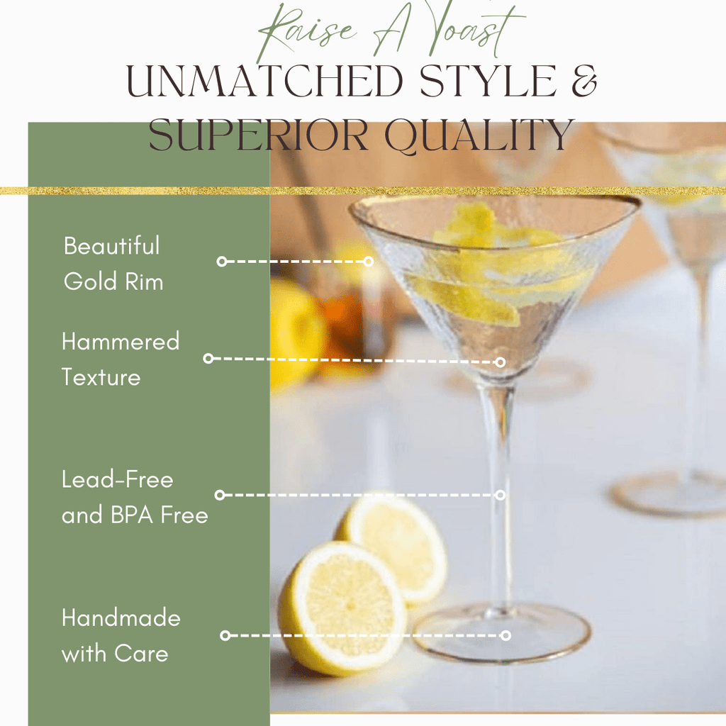 Clear Hammered Martini & Cocktail Glasses - HOUSE OF SHE