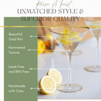 Clear Hammered Martini & Cocktail Glasses - HOUSE OF SHE