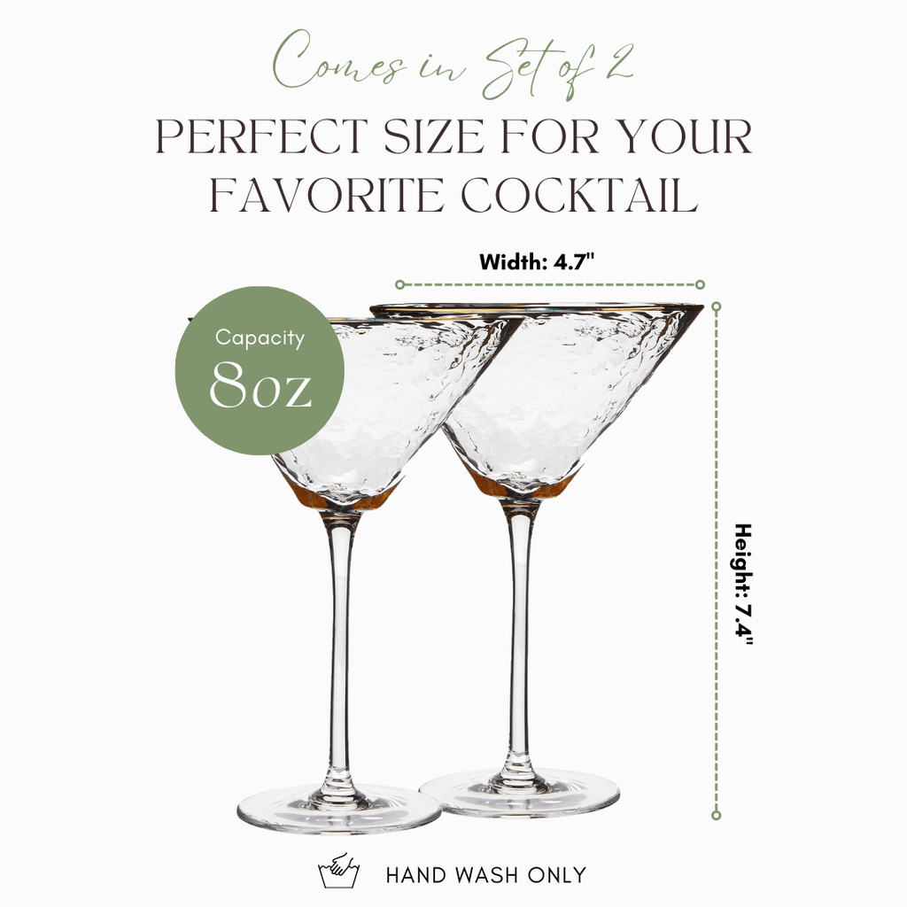 Clear Hammered Martini & Cocktail Glasses - HOUSE OF SHE